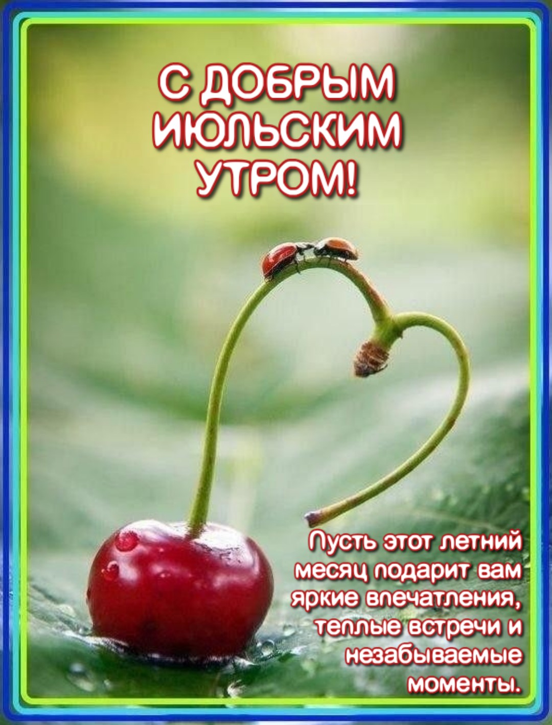 Открытка Пусть этот летний месяц подарит вам яркие впечатления, теплые встречи и незабываемые моменты.