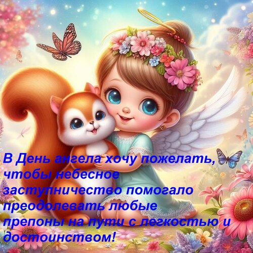 Открытка В День ангела хочу пожелать, чтобы небесное заступничество помогало преодолевать любые препоны на