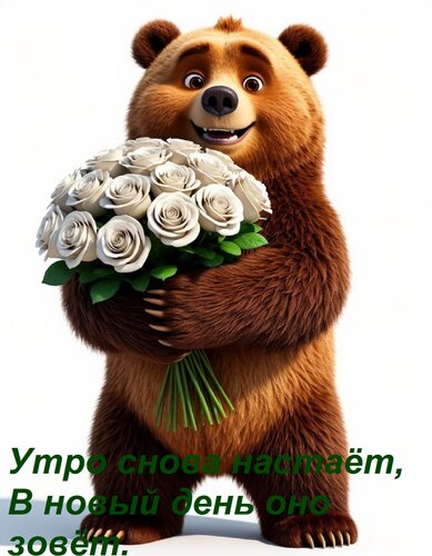 Открытка Утро снова настаёт, В новый день оно зовёт.