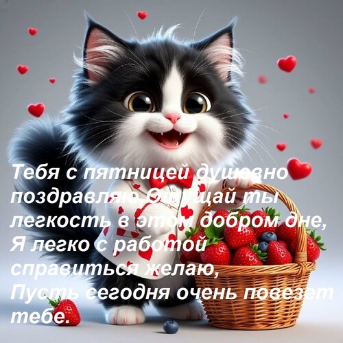 Открытка Тебя с пятницей душевно поздравляю, Ощущай ты легкость в этом добром дне, Я легко с работой справить