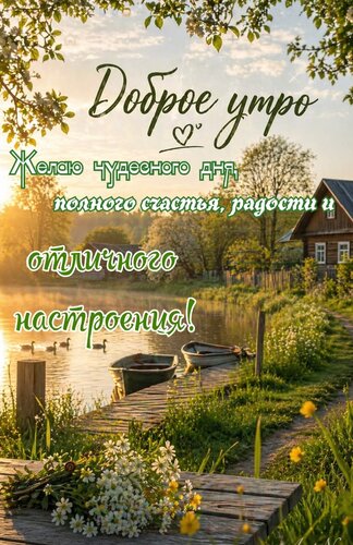 Открытка Доброе утро. Желаю чудесного дня, полного счастья, радости и отличного настроения