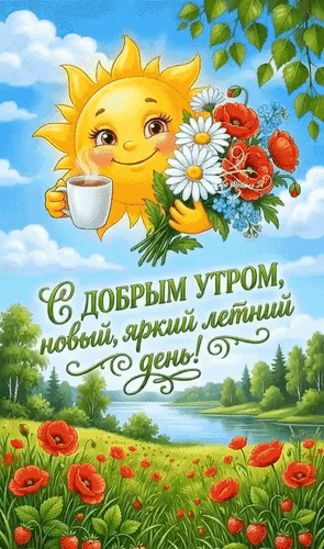 Анимированная открытка С добрым утром, новый, яркий летний день!