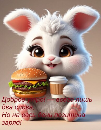 Открытка Доброе утро! — всего лишь два слова, Но на весь день позитива заряд!