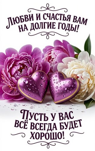 Открытка Любви и счастья вам на долгие годы
