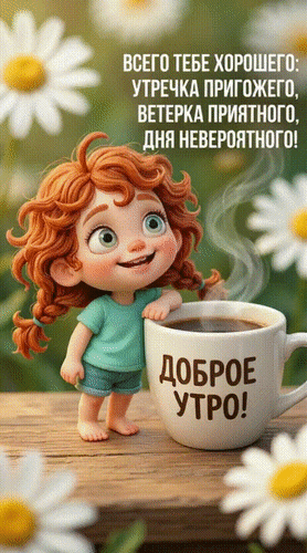 Анимированная открытка Доброе утро! Всего тебе хорошего: утречка пригожего, ветерка приятного, дня невероятного!