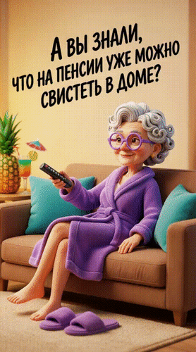 Анимированная открытка А вы знали, что на пенсии уже можно свистеть в доме?