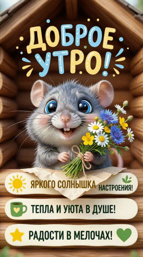 Анимированная открытка Доброе утро! Яркого солнышка, настроения! Тепла и уюта в душе! Радости в мелочах!