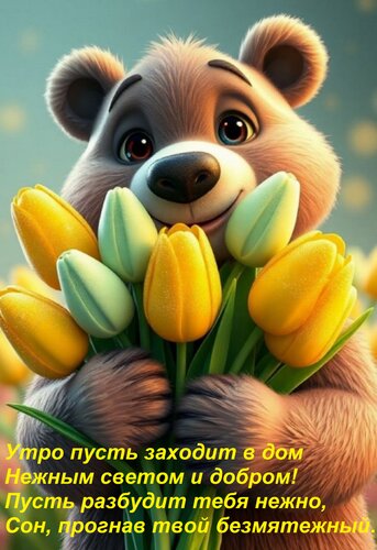 Открытка Утро пусть заходит в дом Нежным светом и добром! Пусть разбудит тебя нежно, Сон, прогнав твой безмят