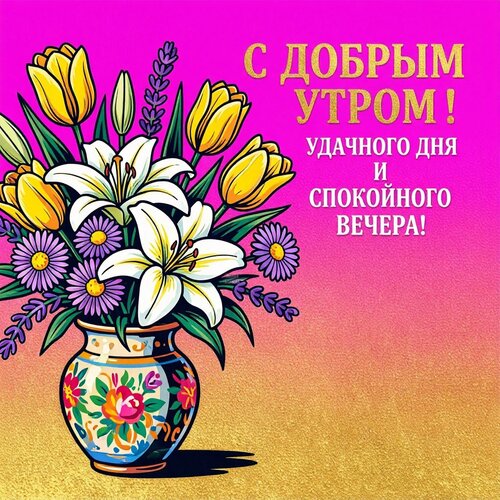 Открытка С добрым утром! Удачного дня и спокойного вечера!