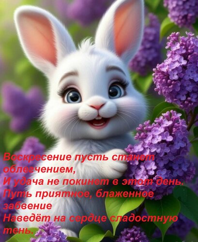 Открытка Воскресение пусть станет облегчением, И удача не покинет в этот день. Путь приятное, блаженное забве