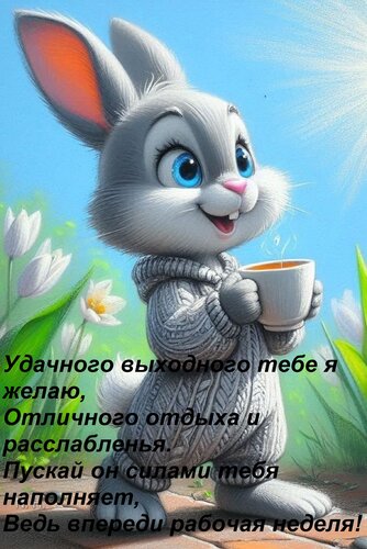 Открытка Удачного выходного тебе я желаю, Отличного отдыха и расслабленья. Пускай он силами тебя наполняет, В