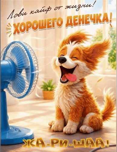 Анимированная открытка Жа-ри-щаа! Лови кайф от жизни! Хорошего денёчка!