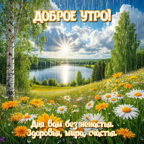 Открытка Дня вам без ненастья. Здоровья, мира, счастья.