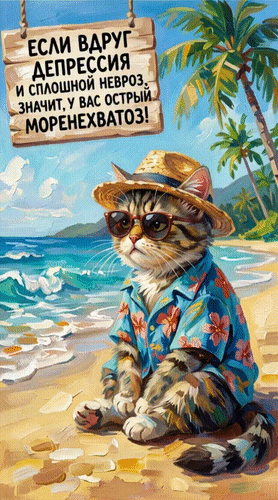 Анимированная открытка Если вдруг депрессия и сплошной невроз, значит, у вас острый моренехватоз!
