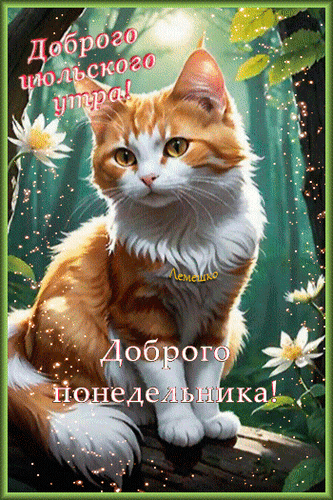 Анимированная открытка Доброго июльского утра! Доброго понедельника!