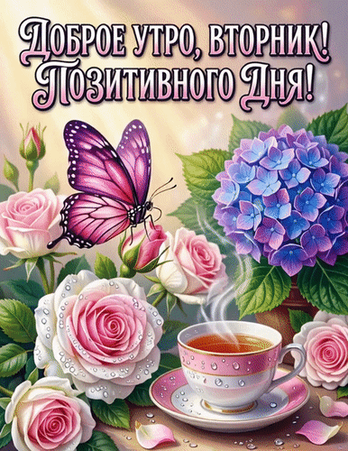 Анимированная открытка Доброе утро, вторник!