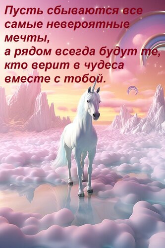 Открытка Пусть сбываются все самые невероятные мечты, а рядом всегда будут те, кто верит в чудеса вместе с т