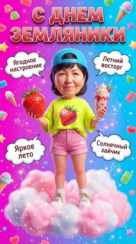 Открытка Яркая 3D-открытка: летний праздник, сладости и клубничное настроение!
