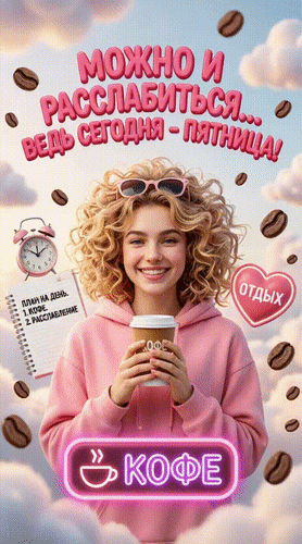 Анимированная открытка Можно и расслабиться... ведь сегодня - пятница!