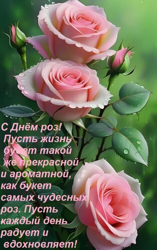 Открытка С Днём роз! Пусть жизнь будет такой же прекрасной и ароматной, как букет самых чудесных роз. Пусть