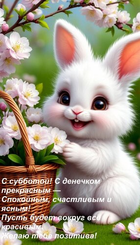 Открытка С субботой! С денечком прекрасным — Спокойным, счастливым и ясным! Пусть будет вокруг всё красивым.