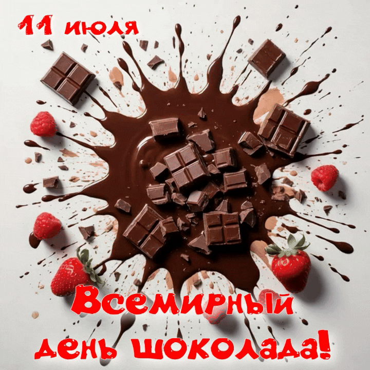 Анимированная открытка 11 июля Всемирный день шоколада!