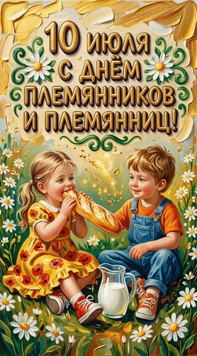 Анимированная открытка 10 июля С днём племянников и племянниц!