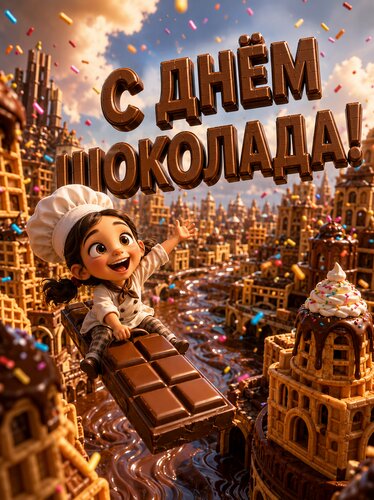 Открытка С самым вкусным праздником - С днём шоколада