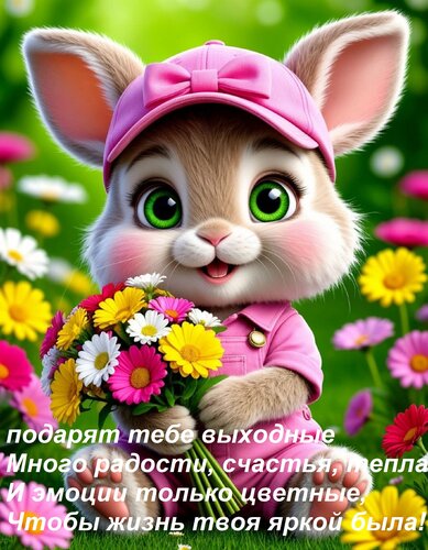 Открытка Пусть подарят тебе выходные Много радости, счастья, тепла И эмоции только цветные, Чтобы жизнь твоя