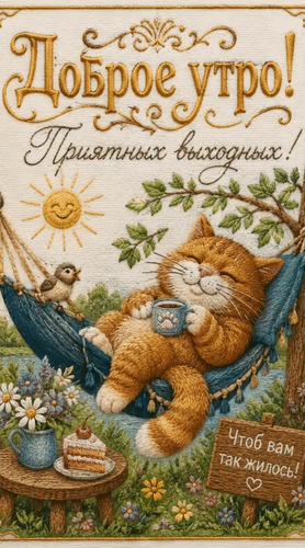 Анимированная открытка Доброе утро! Приятных выходных! Чтоб вам так жилось!
