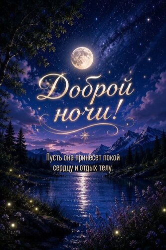 Открытка Доброй ночи! Пусть она принесет покой сердцу и отдых телу!