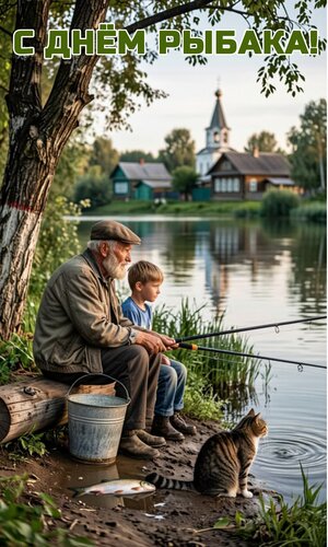 Открытка С днём рыбака
