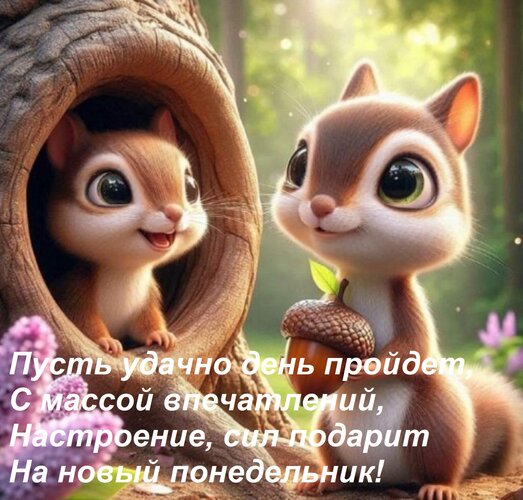 Открытка Пусть удачно день пройдет, С массой впечатлений, Настроение, сил подарит На новый понедельник!