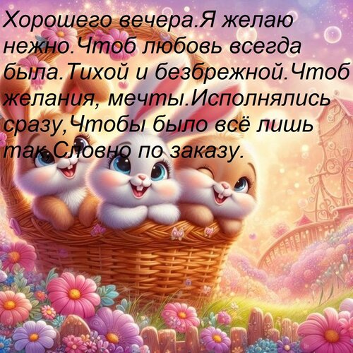 Открытка Хорошего вечера Я желаю нежно. Чтоб любовь всегда была Тихой и безбрежной. Чтоб желания, мечты Испол