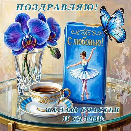 Открытка С любовью! Желаю счастья и удачи!