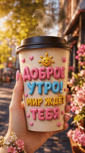 Анимированная открытка Доброе утро! Мир ждёт тебя.