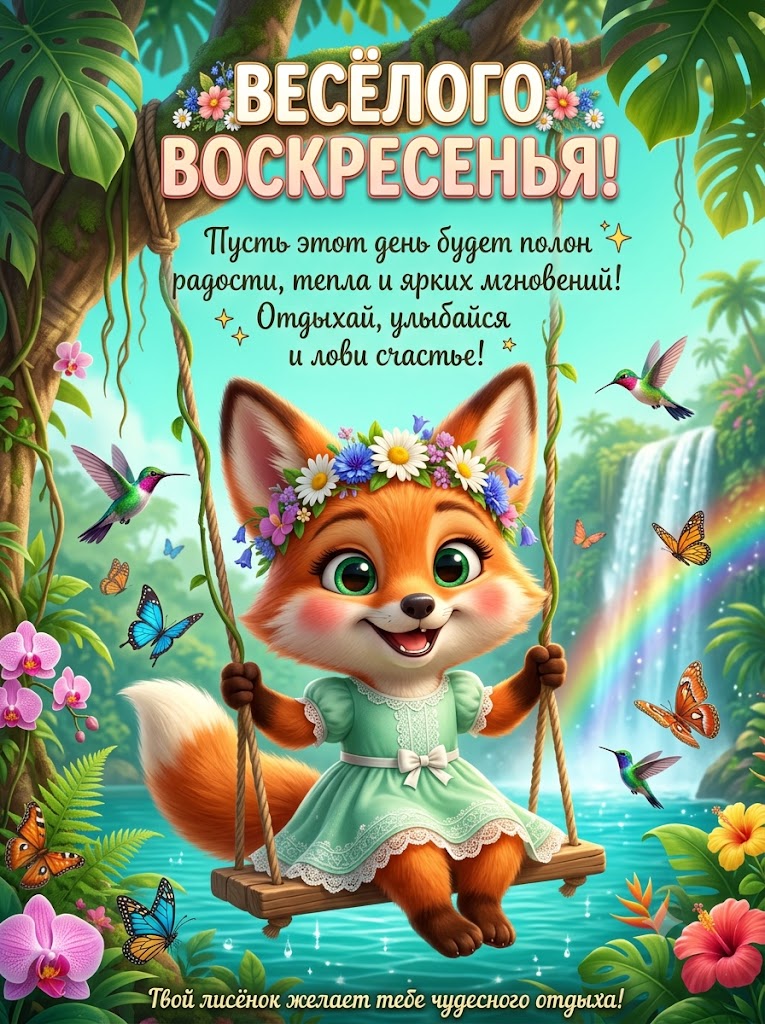 Открытка Веселого воскресенья. Пусть этот день будет полон радости, тепла и ярких мгновений.