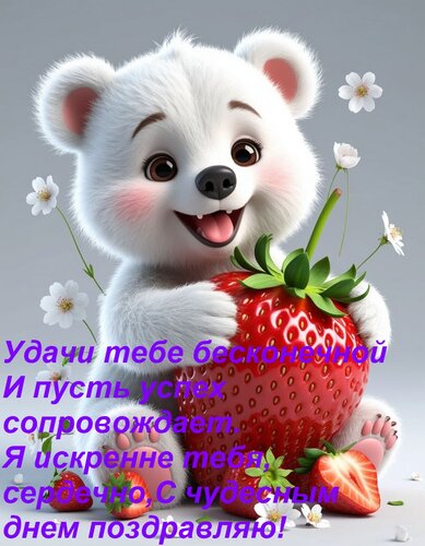 Открытка Удачи тебе бесконечной И пусть успех сопровождает. Я искренне тебя, сердечно, С чудесным днем поздра
