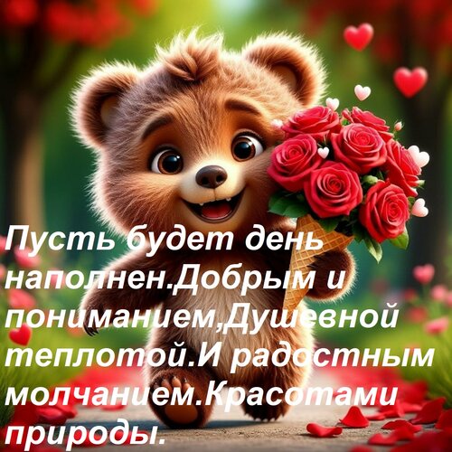 Открытка Пусть будет день наполнен Добрым и пониманием, Душевной теплотой И радостным молчанием, Хорошими люд