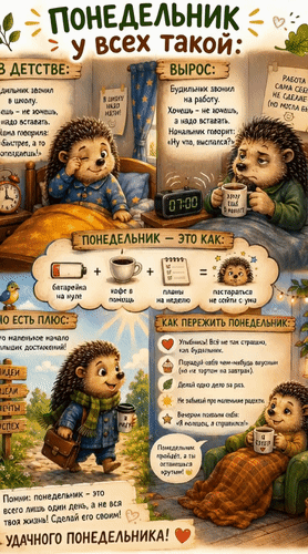 Анимированная открытка Удачного понедельника! Помни: понедельник - это всего лишь один день, а не вся твоя жизнь! Сделай