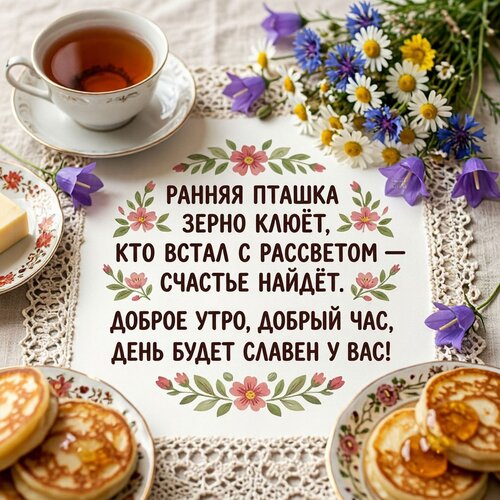 Открытка Доброе утро, добрый час, день будет славен у вас!