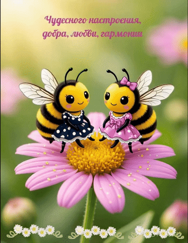 Анимированная открытка Чудесного настроения, добра, любви, гармонии.
