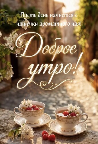 Открытка Пусть день начнется с чашечки ароматного чая!