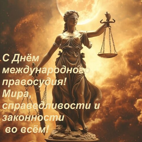 Открытка С Днём международного правосудия! Мира, справедливости и законности во всём!