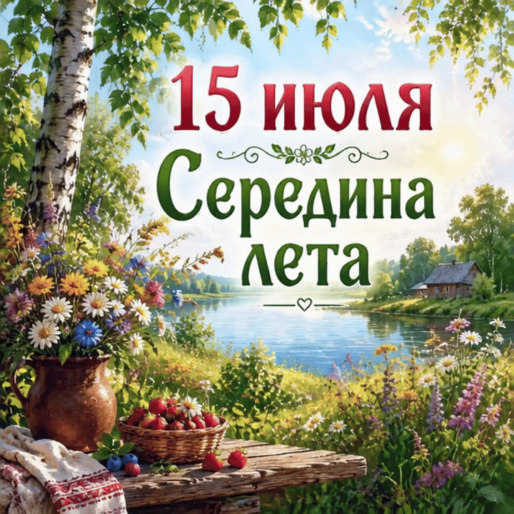 Анимированная открытка 15 июля Середина лета