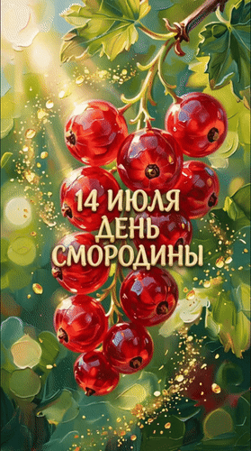 Анимированная открытка 14 июля День смородины