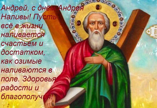 Открытка Андрей, с днём Андрея Наливы! Пусть всё в жизни наливается счастьем и достатком, как озимые наливают