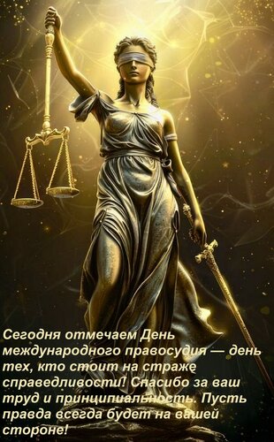 Открытка Сегодня отмечаем День международного правосудия — день тех, кто стоит на страже справедливости! Спас