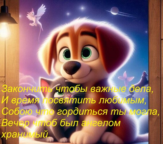 Открытка Закончить чтобы важные дела, И время посвятить любимым, Собою что гордиться ты могла, Вечер чтоб был