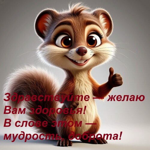 Открытка Здравствуйте — желаю Вам здоровья! В слове этом — мудрость, доброта!